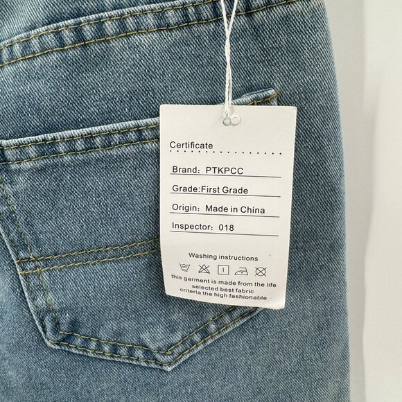 PTKPCC Womens Distressed Denim Shorts With Rhinestone Fringe XL - Picture 3 of 5